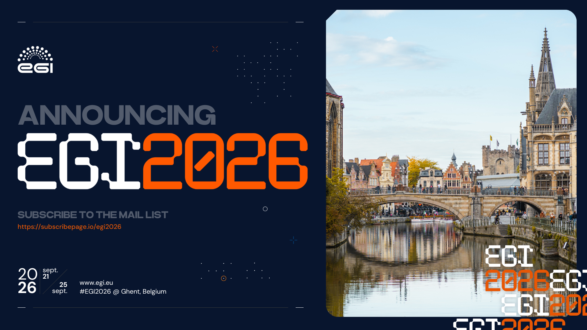 EGI2026: Call for Contributions e Parcerias já abertas para a conferência em Ghent